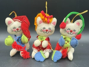 Handmade 3 Little Kittens Lost Their Mittens Set Felt Ornaments by Bucilla - Picture 1 of 11
