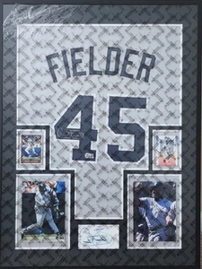 FRAMED Autographed/Signed CECIL FIELDER 33x42 New York Grey Jersey JSA COA Auto - Picture 1 of 5