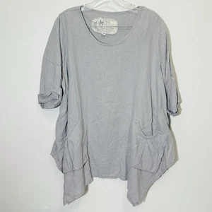 Farmhouse Frocks Amish Made Linen Cotton Top Lagenlook XL Gray - Picture 1 of 6