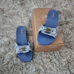 Dr Scholl's x Free People Denim Original Blue Ciel Sandals NIB Women's Size 8 - Picture 1 of 12