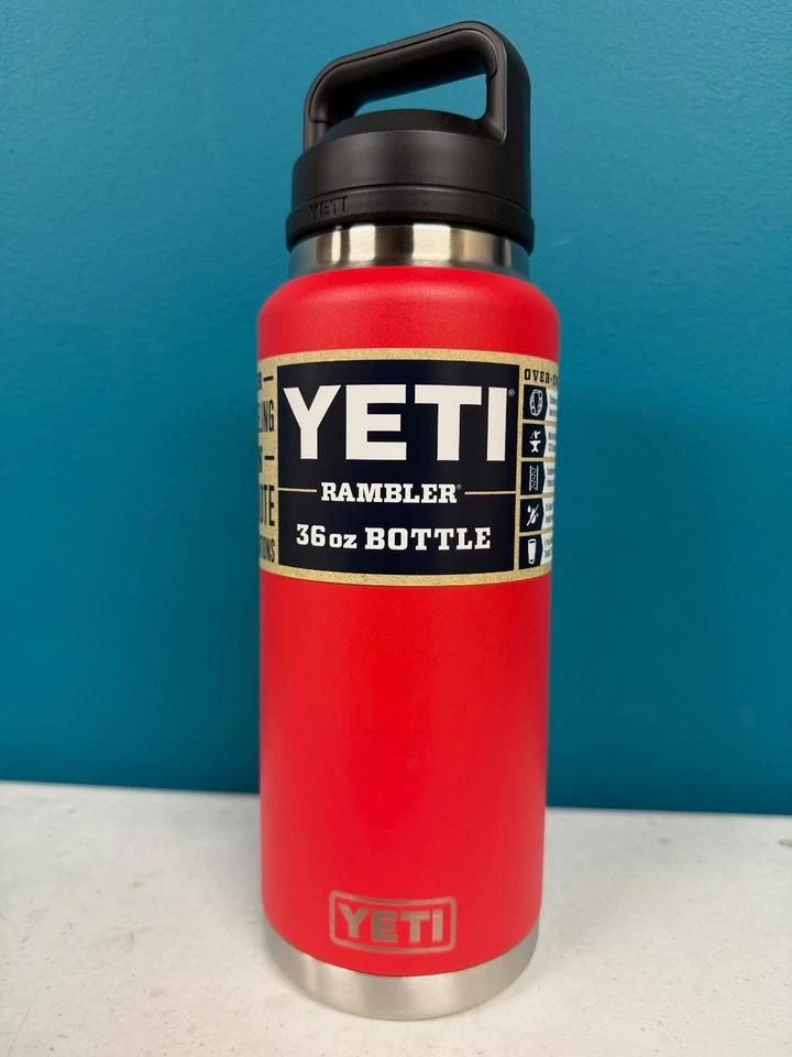Yeti Rambler 36 oz bottiglia rosso salvataggio - nuova!!! Spedizione gratuita - Immagine 1 di 1