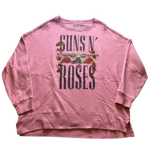 Guns N' Roses Sweatshirt Womens Extra Large Pink Oversized Baggy Spellout - Picture 1 of 9