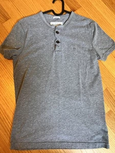 Abercrombie & Fitch Polo Shirt Kids Gray Short Sleeve Logo Embroidered S Muscle - Picture 1 of 6