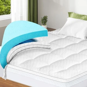 Dual Layer 3 Inch Memory Foam Mattress Topper Queen Size, 2 Inch Cooling Gel ... - Picture 1 of 6