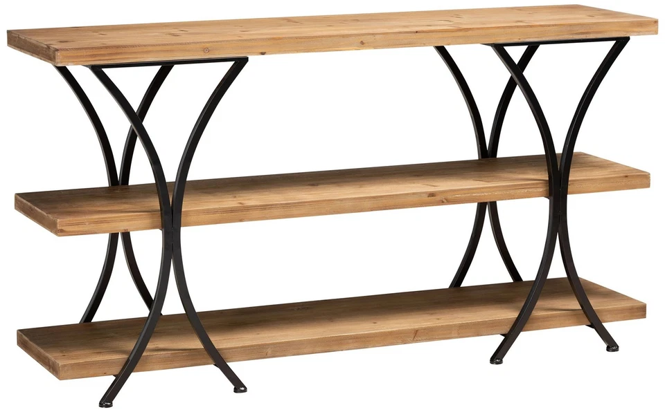 Terrell 59 3/4"W Brown Wood and Black Metal Console Table - Image 1 of 1