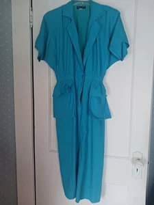 Vestido Vintage Años 80 Joven Dama NY Turquesa Manga Corta Largo Jr Talla 11 - Imagen 1 de 5