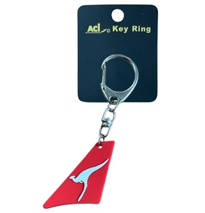 140044 QANTAS AIRWAYS AUSTRALIA AIRLINE AVIATION TAIL FIN PVC KEYRING KEY RING - Picture 1 of 3