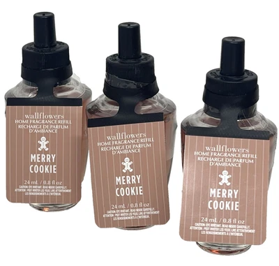Bath & Body Works Merry Cookie Wallflowers Plug In Refill Bulb Lot of 3 New