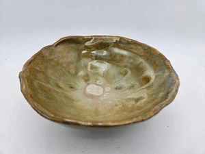 KTD Ceramics Studio Stoneware Free Form Organic Green Glazed Bowl 2"h x 5"d - Picture 1 of 4