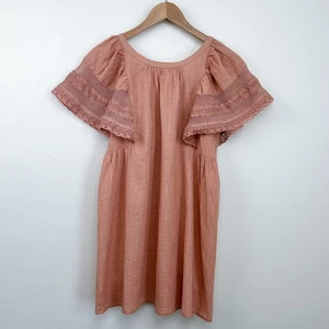 Old Navy Girl's Peachy Pink Cotton Flutter Sleeve Dress NWT - Picture 1 of 8