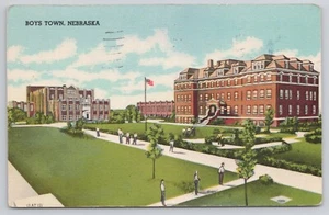 Boys Town Nebraska Father Flanagan's Boys Home Omaha NE 1944 Linen Postcard - Picture 1 of 2