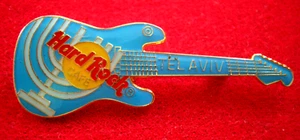 HRC Hard Rock Cafe Tel Aviv Blue Stratocaster Guitar Menorah - Picture 1 of 2