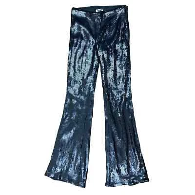 Future Collective Kahlana Barfield Brown Women's Size 0 Black Sequin Flare Pants - Image 1 of 4
