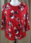 Liz Claiborne Woman 0X Red Floral Knit Top, New with Tags