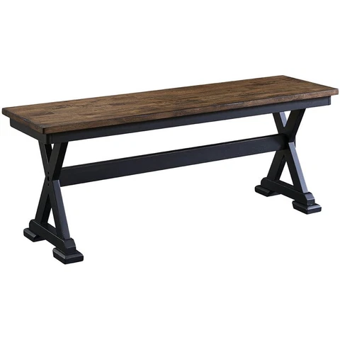A-America Stone Creek Transitional Solid Wood Dining Bench in Chickory and Black Cover