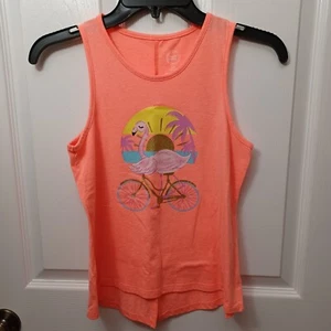 GIRL'S WONDER NATION ORANGE SLEEVELESS SHIRT WITH FLAMINGO PRINT SIZE L 10/12 - Picture 1 of 12