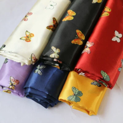 39 InchX58 Inch Soft Satin Material Charmeuse Fabric Lining Scarf DIY Butterfly - Image 1 of 4