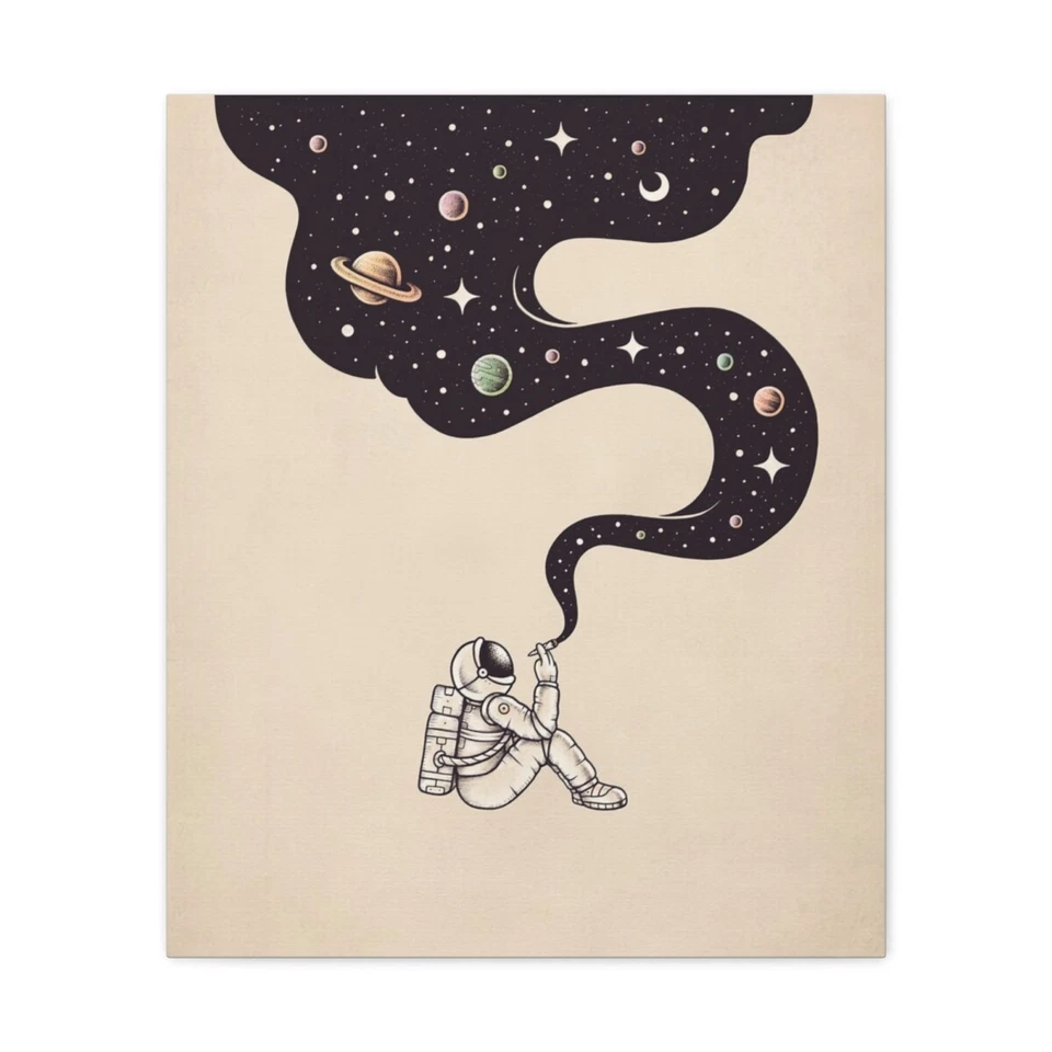 Astronaut in Vibrant Celestial Space Canvas Print - Image 1 of 1