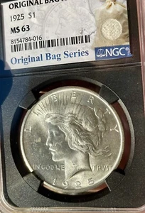 Original Bag Fragment NGC MS 63 Black Core ๐บ๐ธ 1925 90% Peace Silver Dollar BU - Picture 1 of 6