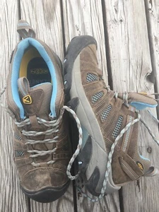 Keen Voyageur 1011523 Brown Blue Leather Hiking Shoe Sneaker Sz 10.5 Wide Womens - Picture 1 of 16