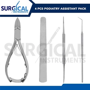 4 Pcs Podiatry Assistant Pack Set Stainless Surgical Instrument Kit German Grade - Picture 1 of 6