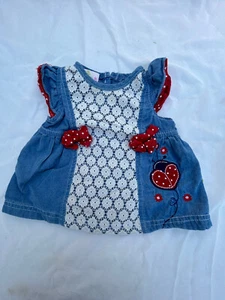 Duck Duck Goose baby jean dress 3-6M Country Lady bug - Picture 1 of 6