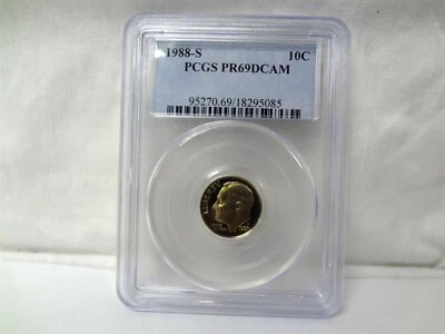1988-S United States Roosevelt Dime Proof Coin PCGS Graded PR69DCAM 10C USA - Image 1 of 4