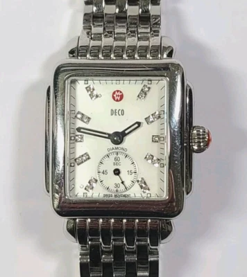 Michele Deco .08 Carat Diamond 29mm Stainless Steel Watch MW06V00A0046 - Image 1 of 4