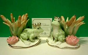 Juego de CANDELABROS LENOX PRINCE FROG Cattails -- Lirio de agua -- NUEVO en CAJA con certificado de autenticidad - Imagen 1 de 14