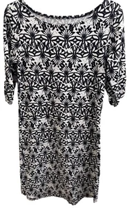 LOLA Größe Small schwarz-weiß Lotusblumen Kleid 3/4 verstellbare Ärmel mit Elasthan - Bild 1 von 12
