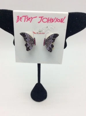 Pendientes Betsey Johnson Sueños Mariposa Tono Hematita y Cristales Púrpura JB1 Foto 1 de 4