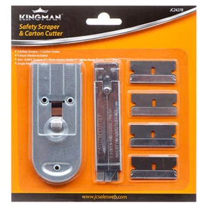 Cuchillo cortador caja de cartón de pintura de vidrio de seguridad raspador + cuchillas de afeitar de un solo borde - Imagen 1 de 1