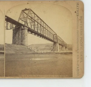 Northern Pacific Railroad Bismarck Bridge Missouri Rvr Dakota Haines Stereoansicht - Bild 1 von 3