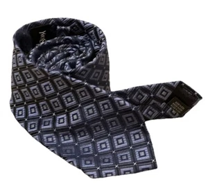 Yves Saint Laurent pour homme YSL Mens Blue Silver 100% Woven Silk Necktie Reg - Picture 1 of 16