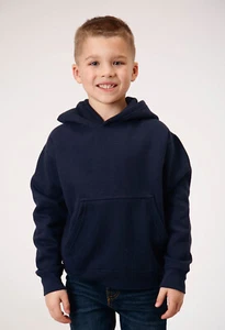 Roper Kids Boys Basic Navy 70% Polyester/30% Cotton Hoodie - Picture 1 of 4