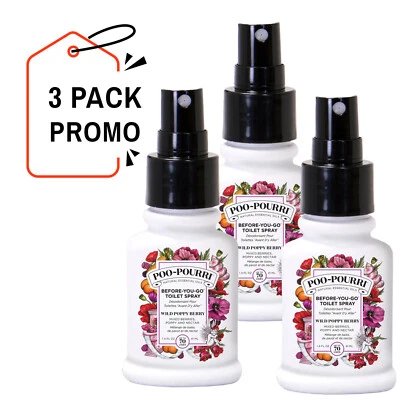 3-Pack Poo-Pourri Toilet Spray Wild Poppy Berry 41 ml. each, Odor Eliminating - Image 1 of 4