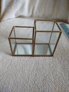 Vintage Brass and Glass/Mirror Display Container 4.5” X 6” felt bottom - Picture 1 of 7