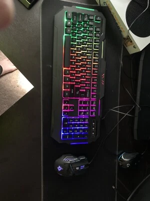 Rainbow Backlit Gaming Keyboard and Mouse Combo  - Black - Image 1 of 4