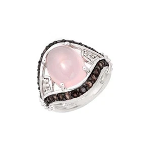 Rosenquarz mit schwarzem Diamanten 5,21 CTS Sterlingsilber Ringe für Damen - Bild 1 von 4