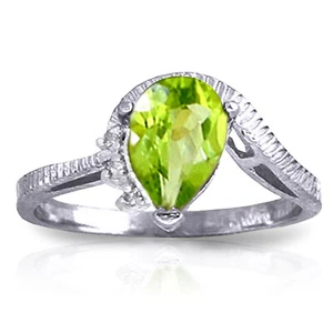 1.52 ct Platinum Plated 925 Sterling Silver Azur Peridot Diamond Ring - Picture 1 of 2