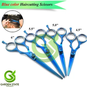 Barber Hair Cut Scissors Haircutting Hairdressing Shears Set Blue Shiny 4 SIZES - Picture 1 of 5