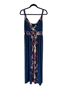 Soma Intimates Sleeveless Charlotte Maxi Lounge Dress Blue Floral Size S Long - Picture 1 of 9