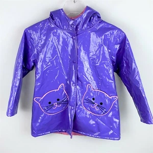 Clockwise Girls Purple Two Kitty Kitties Cat Rain Jacket Coat 4 - Picture 1 of 5