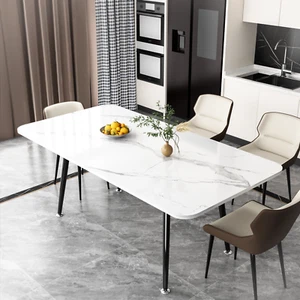 NIUTN Modern Kitchen 6-person rectangular white sintered stone dining table - Picture 1 of 24