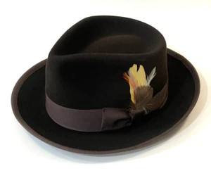 Nuevo con etiquetas Lana Fedora Dynafelt Vintage Años 80 Dorfman Pacific Co Inc. Para Hombre Marrón Lana Dynafelt Talla 7 - Imagen 1 de 13