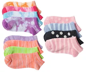 Socks 12 Pair Pack Lot Ankle Low Cut Wholesale Girls Toddler Children Tie Dye - Picture 1 of 8