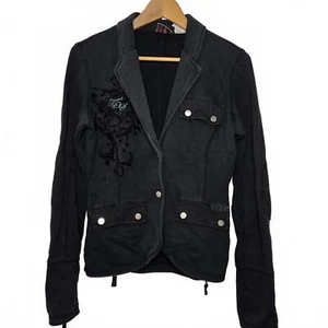Triple 5 Soul Jacket Womens Large Black Cotton Blazer Casual - Picture 1 of 11