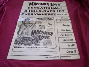 UNIVERSAL ARTISTS1960-Evil-Voodoo Movie Pressbook, MACUMBA LOVE -June Wilkinson - Picture 1 of 1