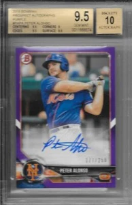 2018 BOWMAN PROSPECT AUTO LILA #PAPA PETER ALONSO 177/250 BGS EDELSTEIN NEUWERTIG 9,5 - Bild 1 von 3