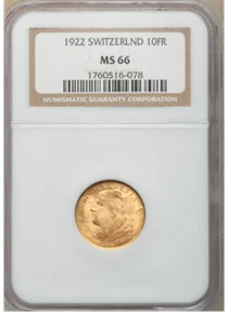 1922-Berna Suiza diez francos-oro (MS 66-NGC) - Imagen 1 de 2
